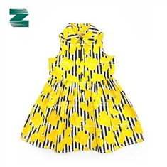 เดรสผ้าฝ้ายทอแขนกุดพิมพ์ลาย